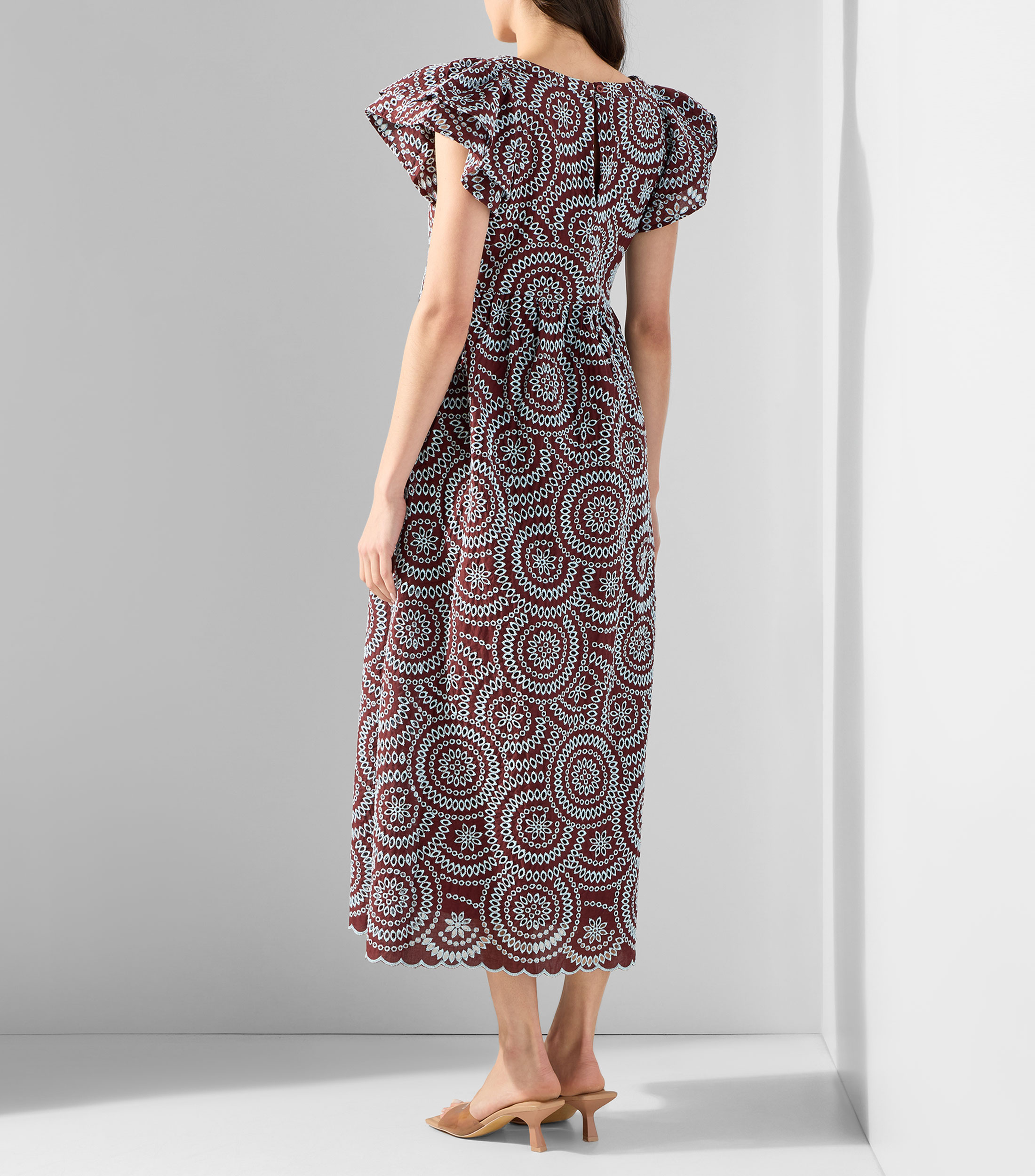 Vestido de fiesta largo liso con bordado Mujer